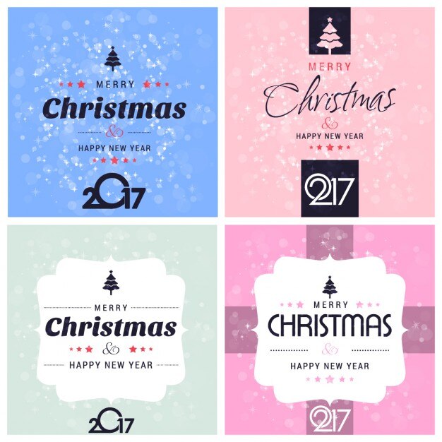 Surtido de tarjetas de navidad y feliz año 
