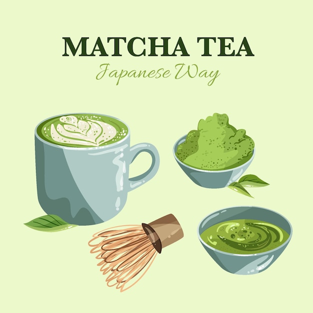 Vector gratuito surtido de té matcha