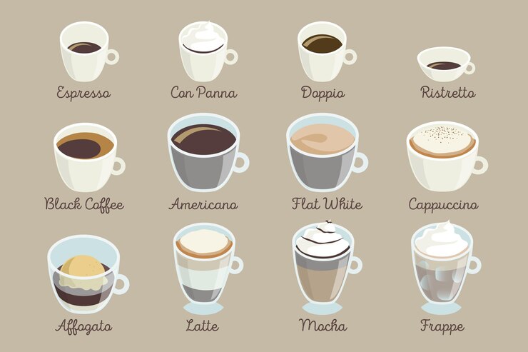Vector gratuito surtido de variedades de café.