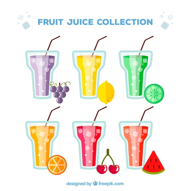 Surtido de vasos con zumos de frutas sabrosos