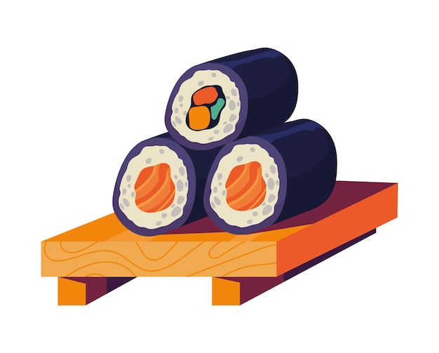 Sushi icono de la comida japonesa aislado