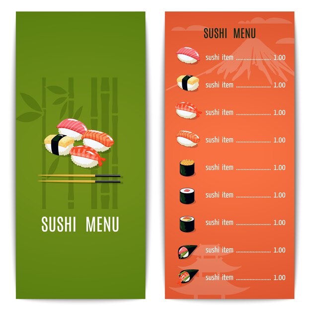 Sushi plantilla de menú