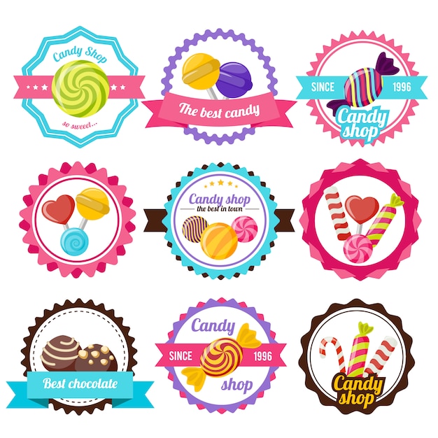 Vector gratuito sweet candy flat emblem