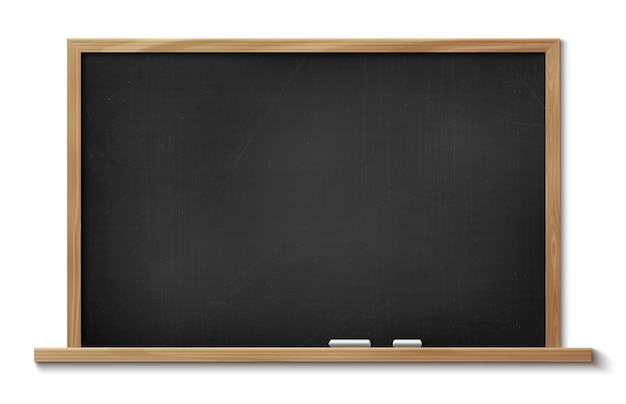 Tabla negra de la escuela aislada en el fondo de la pared