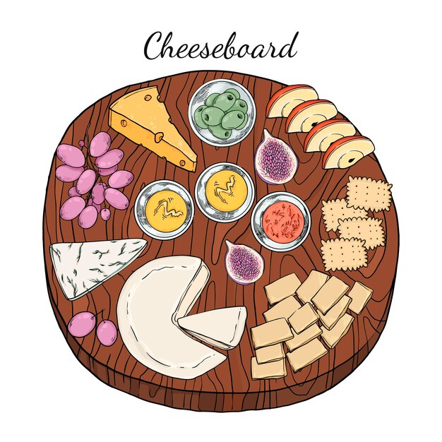 Tabla de queso dibujada a mano