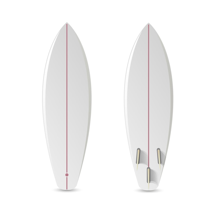 Vector gratuito tabla de surf en blanco realista.