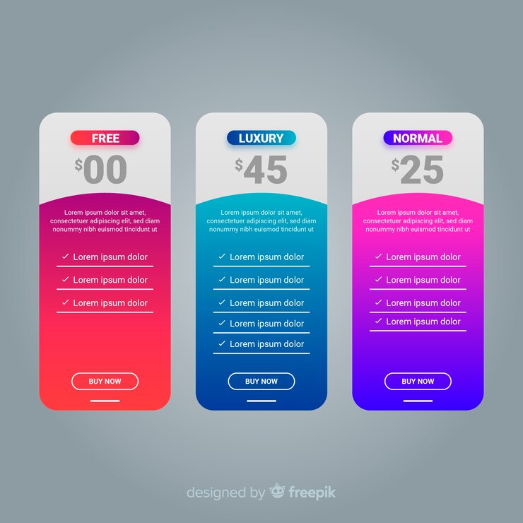 Vector gratuito tablas de precios