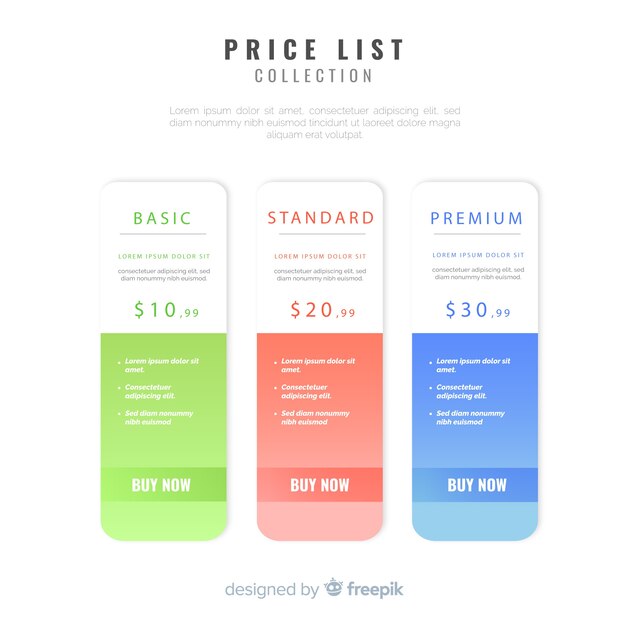 Tablas de precios
