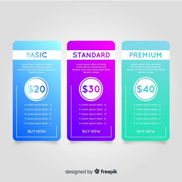 Tablas de precios
