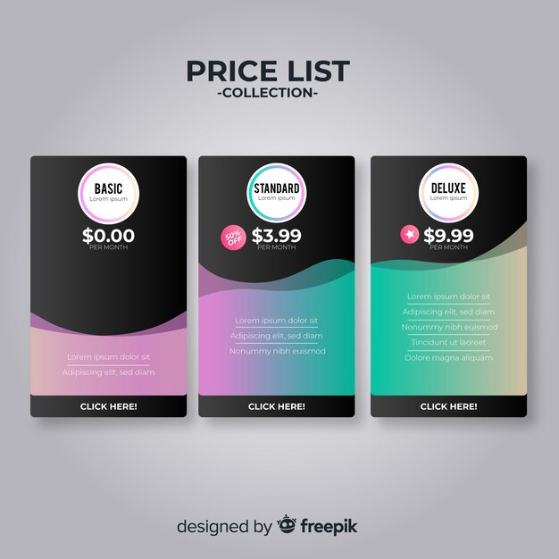 Tablas de precios