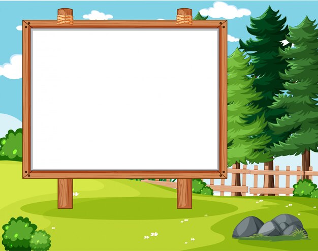 Tablero de banner vacío en el paisaje del parque natural