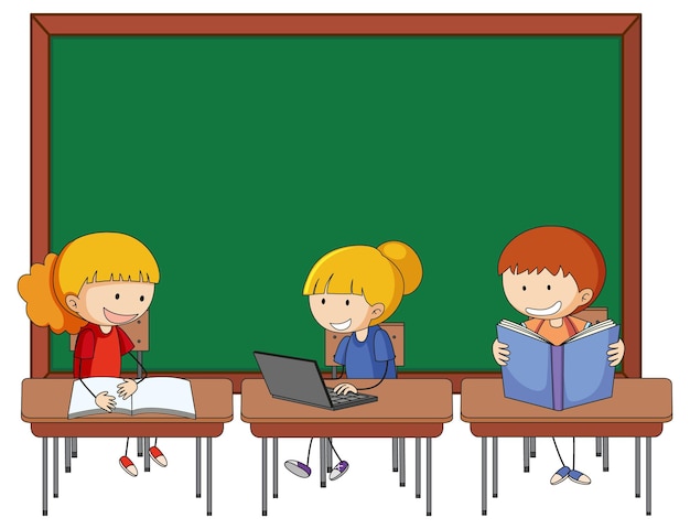 Tablero en blanco con muchos niños personaje de dibujos animados | Vector Gratis Tablero en blanco con muchos niños personaje de dibujos animados | Vector Gratis