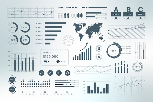 tablero infográfico de datos comerciales