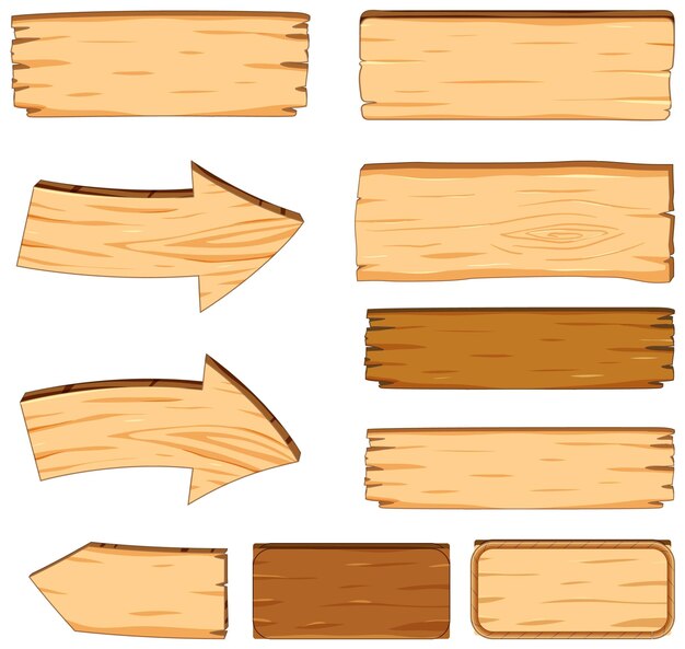 Tablero de madera en blanco para ilustraciones vectoriales