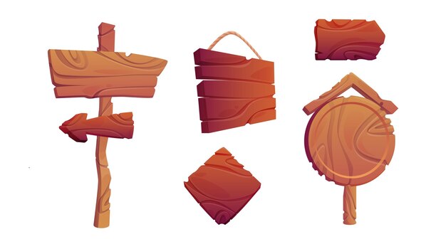 Tablero de madera de dibujos animados Vector de marco de tabla de madera