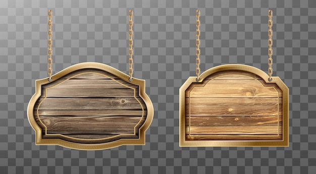 Tablero de madera marco de metal en cuerdas signo realista