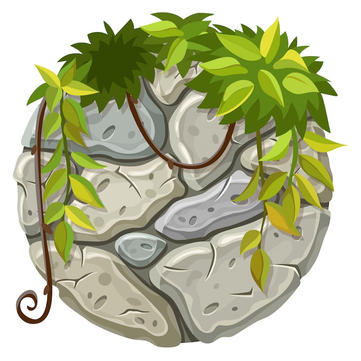 Vector gratuito tablero de piedra con ramas de liana.