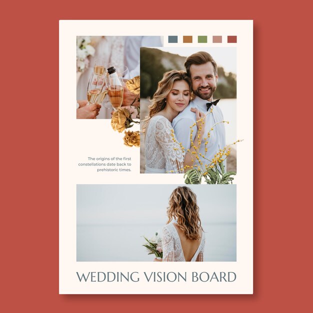 Tablero de visión imprimible de boda creativa floral