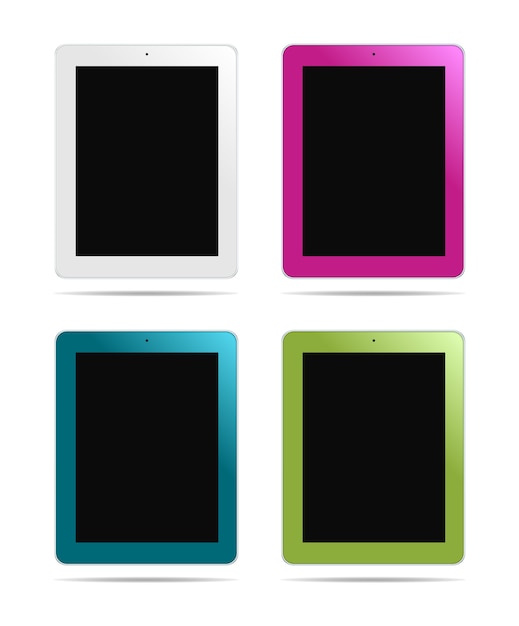 Tablet pc de diferentes colores: blanco, rosa, azul, verde