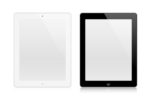 Tabletas blancas y negras aisladas en blanco