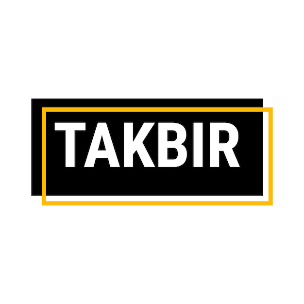 Vector gratuito takbir allahu akbar black vector callout banner con llamado a la oración por el ramadán