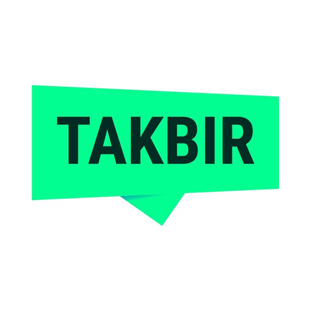 Takbir allahu akbar green vector callout banner con llamado a la oración por el ramadán