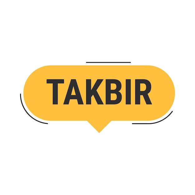 Vector gratuito takbir allahu akbar orange vector callout banner con llamada a la oración por el ramadán