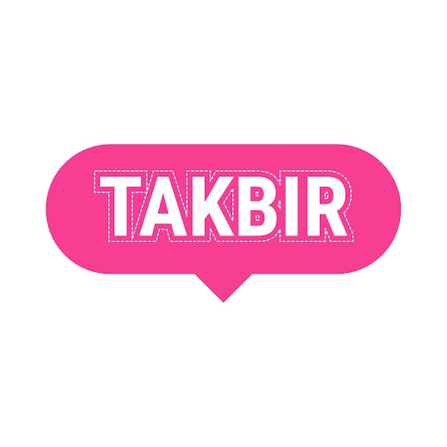 Takbir Allahu Akbar Pink Vector Callout Banner con llamado a la oración por el Ramadán