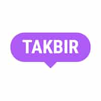 Vector gratuito takbir allahu akbar purple vector callout banner con llamada a la oración por el ramadán