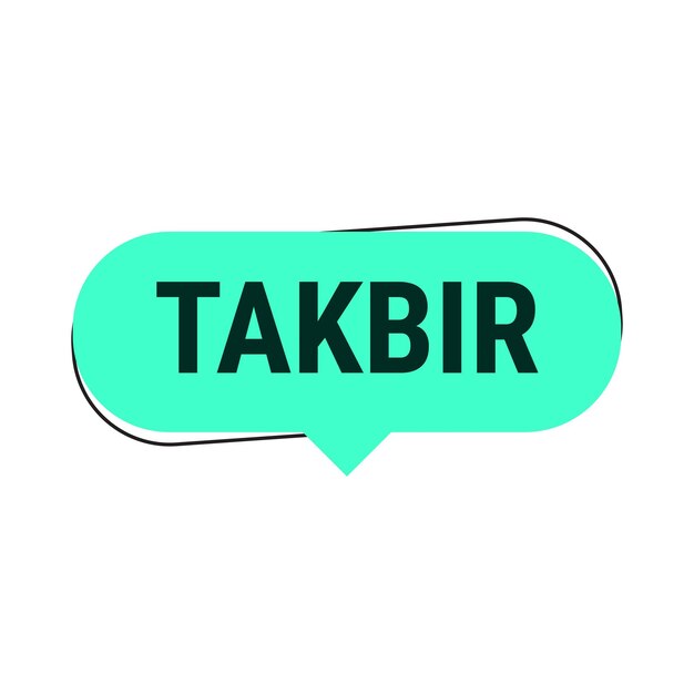 Takbir Allahu Akbar turquesa Vector Callout Banner con llamada a la oración por el Ramadán