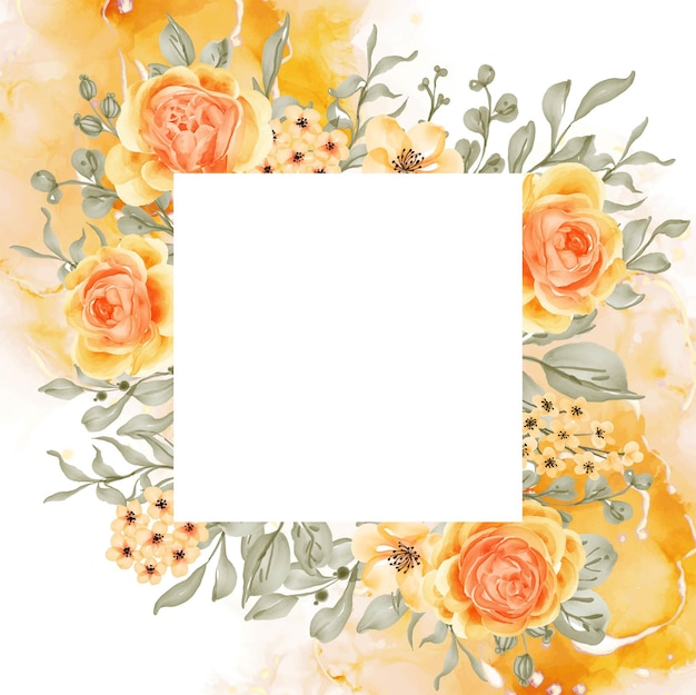 Talitha rose fondo de marco de flor naranja amarilla con espacio en blanco cuadrado