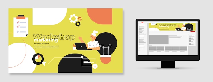 Vector gratuito taller de negocios dibujado a mano arte del canal de youtube