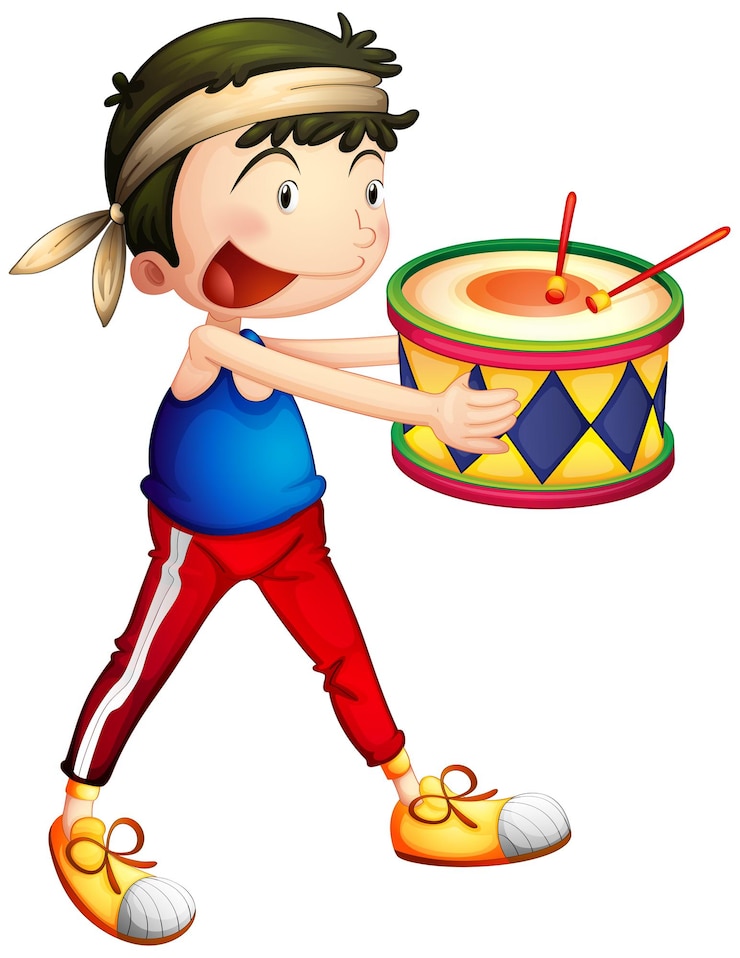 Vector gratuito tambor de explotación de hombre feliz