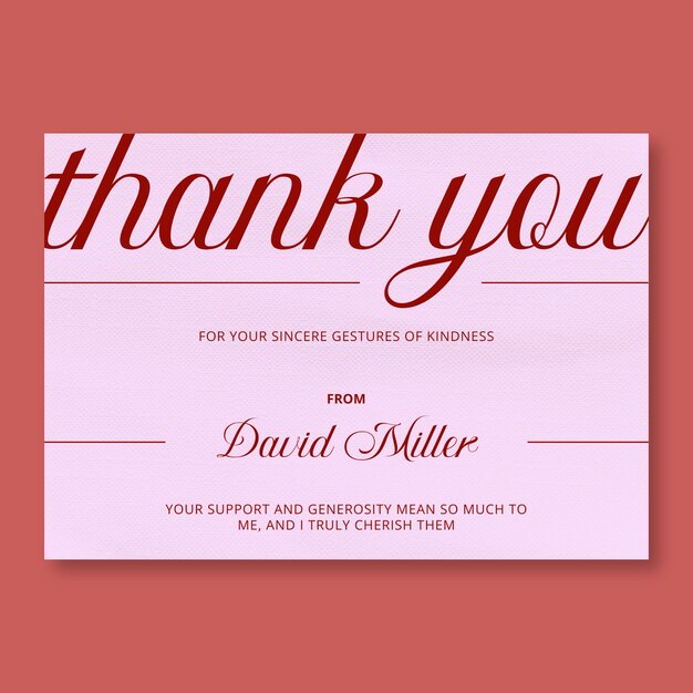 La tarjeta de agradecimiento de David Miller