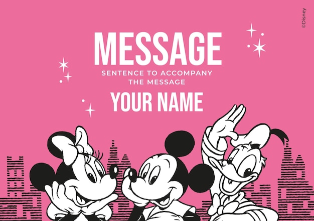 Vector gratuito tarjeta de agradecimiento de mickey mouse y sus amigos