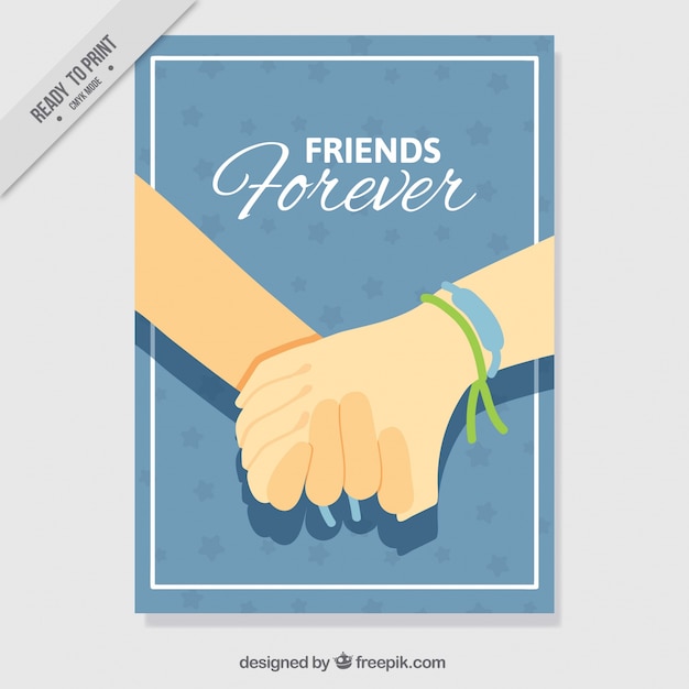 Tarjeta de la amistad sujetando manos