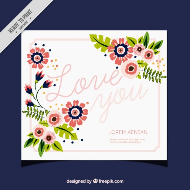 Tarjeta de amor con flores