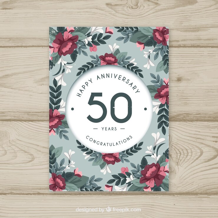 Vector gratuito tarjeta de aniversario de boda en estilo vintage