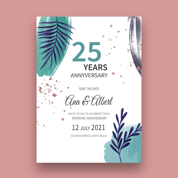 Vector gratuito tarjeta de aniversario de boda