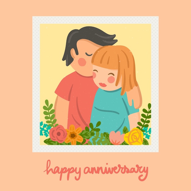 Vector gratuito tarjeta de aniversario de dulce beso