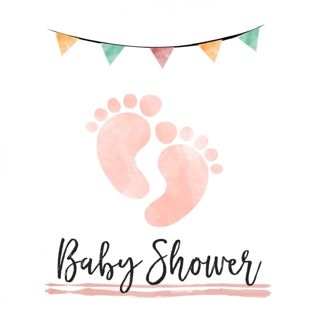 Vector gratuito tarjeta de baby shower en acuarela con huellas de pisadas