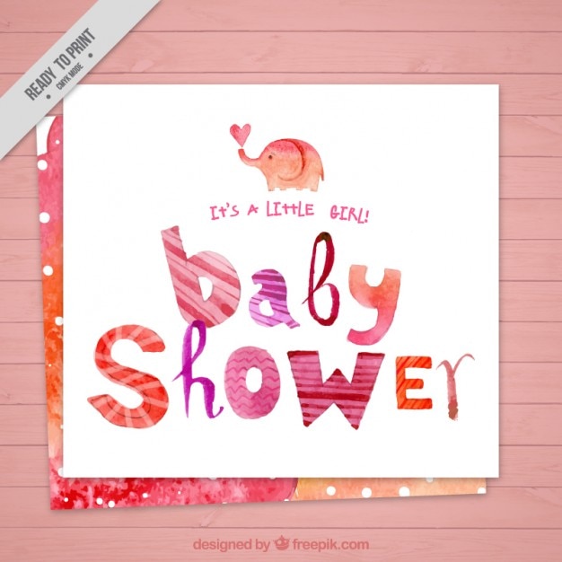 Vector gratuito tarjeta de baby shower de acuarela