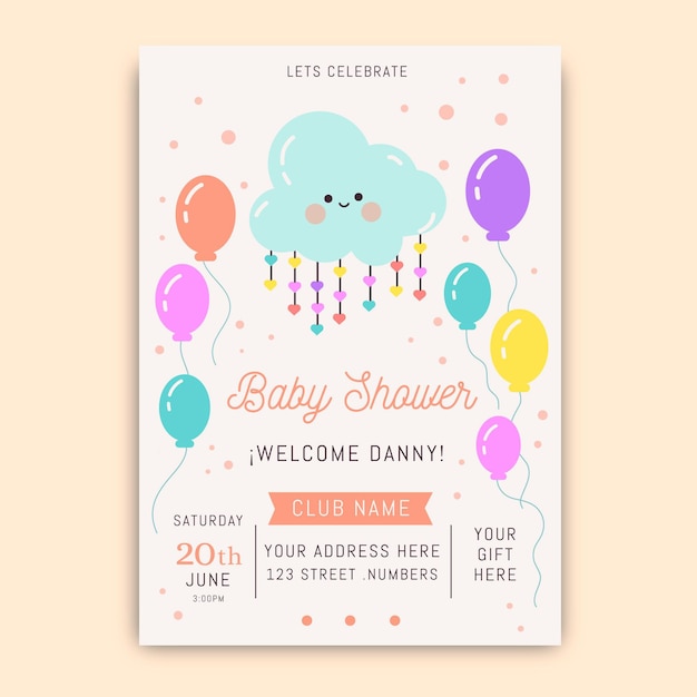 Tarjeta baby shower chuva de amor plana