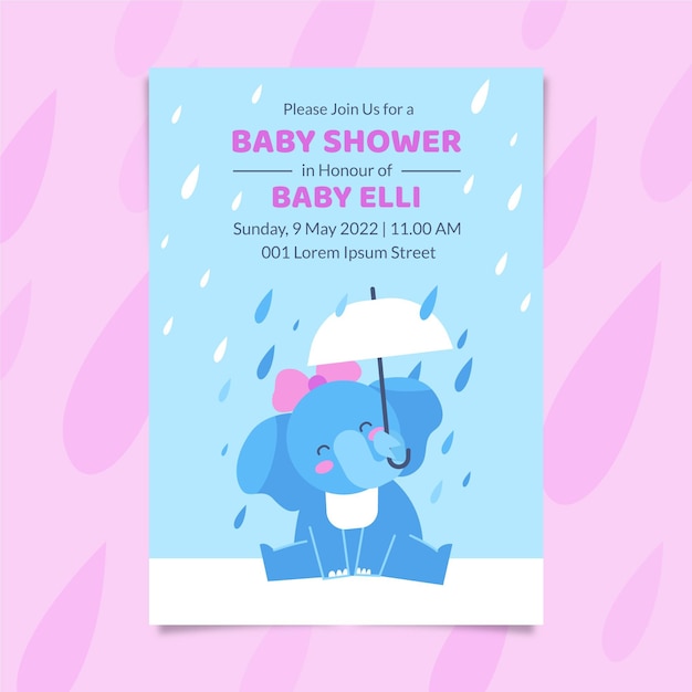 Tarjeta baby shower chuva de amor plana