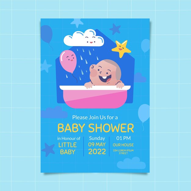 Tarjeta baby shower chuva de amor plana