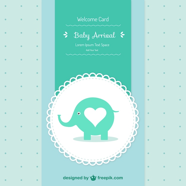 Vector gratuito tarjeta de baby shower con un elefante