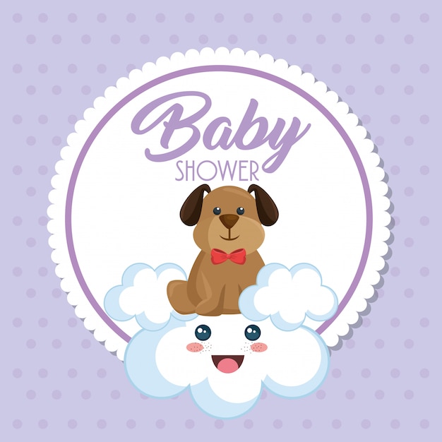 Tarjeta de baby shower con lindo perro