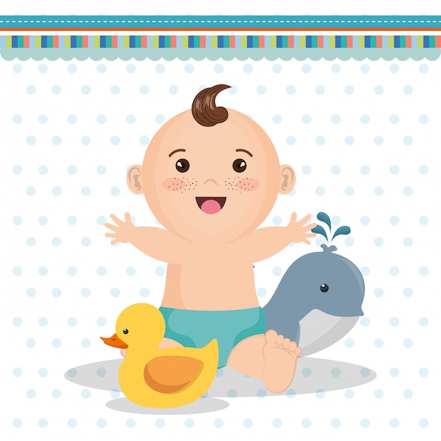 Vector gratuito tarjeta de baby shower con niño pequeño