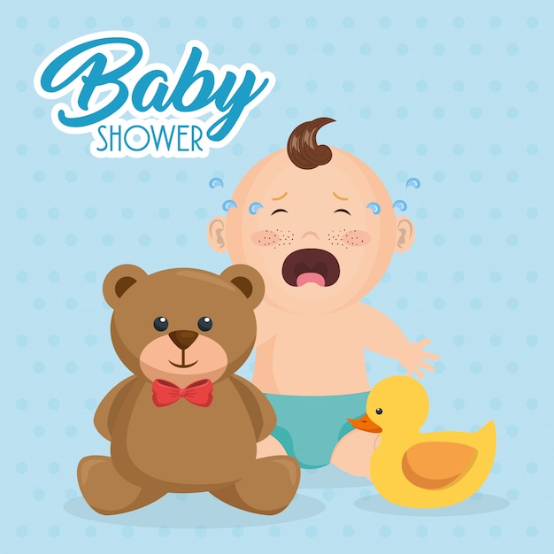 Vector gratuito tarjeta de baby shower con niño