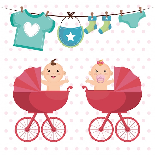 Vector gratuito tarjeta de baby shower con niños pequeños